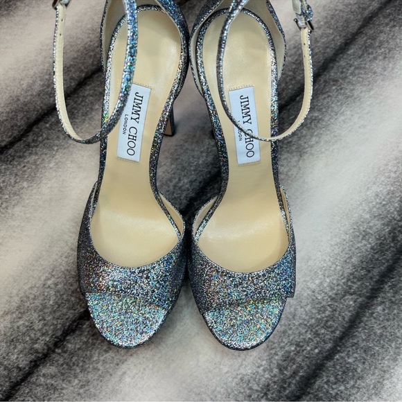 Jimmy Choo Pattie 130 Multi Hologram Leather Platform Heels - Picture 2 of 10